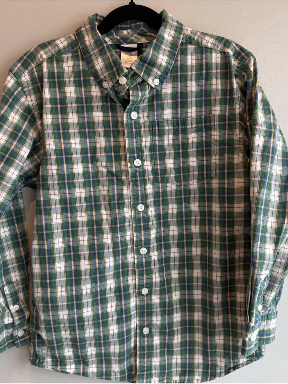 Gymboree Green and White Plaid Button-Down Shirt